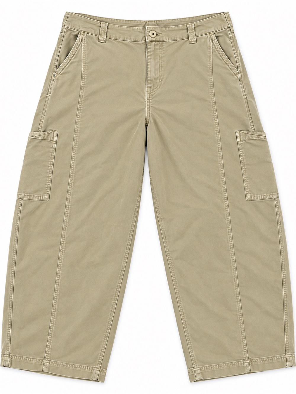 American Eagle Barrel Cargo Pants Khaki Olive Size 16 Short Stretch